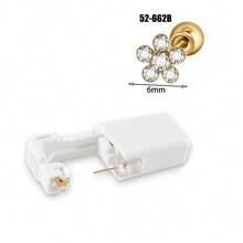 1PC Easy To Use Disposable Sterile Ear Piercer With Flower Gem Ball Buckle Set Piercing Gun Body Piercing Jewelry Valentines,Mom,Mother,Mother's Day,Gift - Gold - View 16
