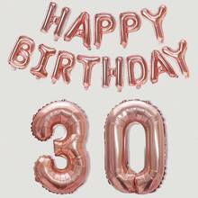 15 piezas Globos con letras y números del "Feliz cumpleaños", globos de aluminio con números de 40 pulgadas y globos de aluminio con letras "Feliz cumpleaños" de 16 pulgadas, apropiado para decoraciones de fiesta de cumpleaños para crear un ambiente de fiesta - Oro rosa - Ver 7