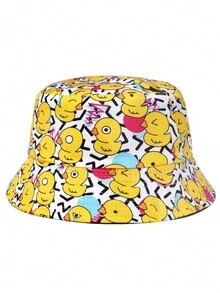 1pc Cute Duck Pattern Casual Bucket Hat, Suitable For All Seasons - Duck - View 6