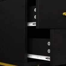 Mesa de noche contemporánea con 2 cajones y patas de metal - Diseño elegante, construcción resistente, cajones de deslizamiento suave