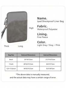 DANYCASE 10.8-13.3 英寸平板电脑笔记本电脑保护套，8 英寸电子产品收纳包，带衬垫保护，兼容 iPad、AWI 设备 - 深灰色 - 查看 12