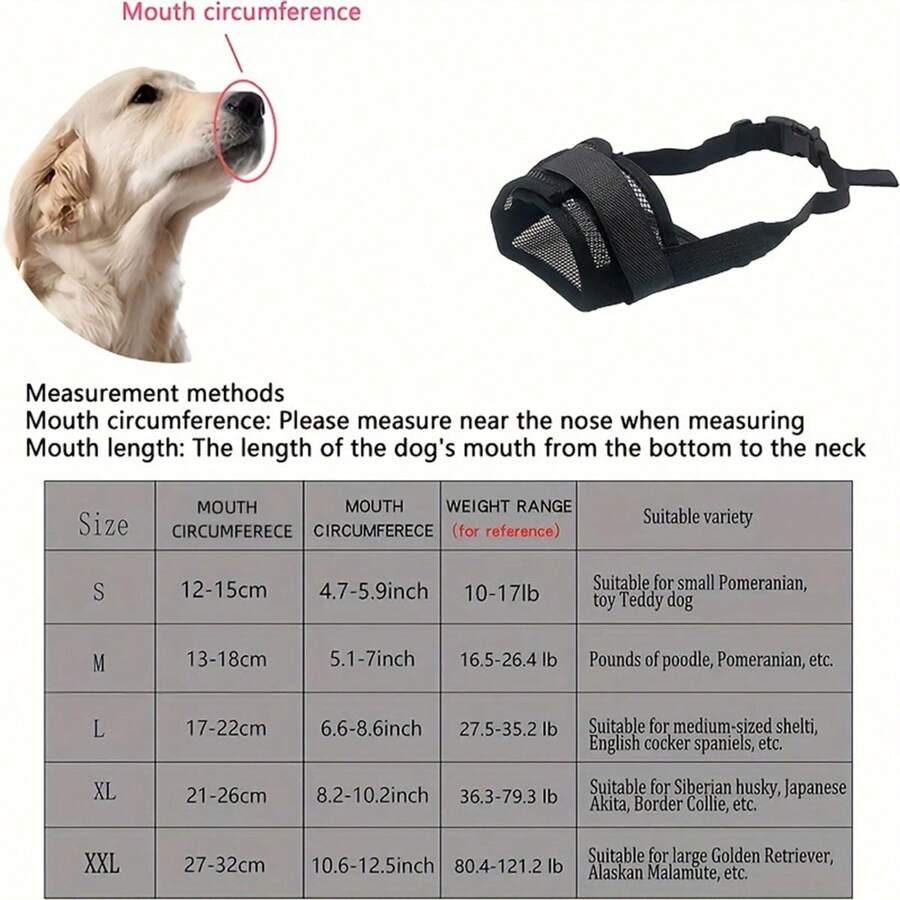 Nylon Mesh Breathable Dog Mouth Cover, Quick Fit Dog Muzzle With