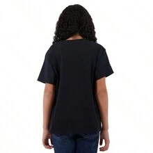 Do Not Stop Positive Inspirational Girls Kids T Shirt Tees - 黑色 - 查看 2