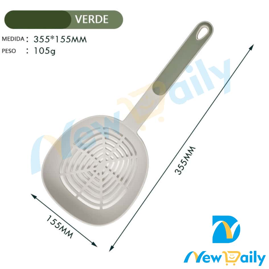 Kitchen Sieves Colander For Pasta Vegetables Fruits And Pasta Large Capacity Silicone Spoon Skimmer BC-10 - 橄欖綠 - 查看 1