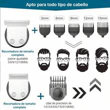Recortadora de barba para hombre, cortapelos inalámbrico, bigote, nariz, recortadora de cuerpo, kit de corte de pelo, recortadora de precisión, recargable por USB, impermeable, 5 en 1 (negro) - Negro - Ver 5