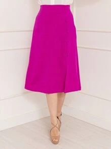 Women's Midi Skirt With Tailored Zip With Lining - Màu Hoa hồng đỏ - Xem 3