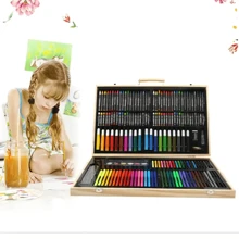 Kit De Dibujo 180 Piezas Set de Arte Lápices de Colores Con Caja de Madera - Beis - Ver 2