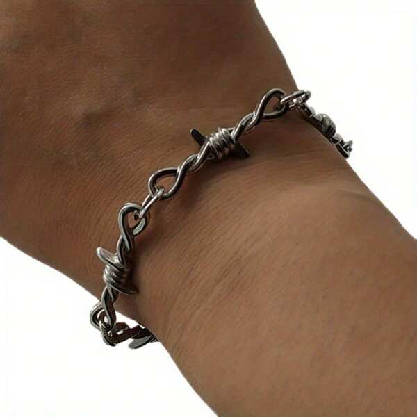 1 pieza Pulsera de aleación con espinas para hombre, pulsera asimétrica de estilo punk gótico de hip hop unisex