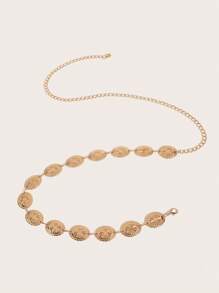 1件加大码欧美复古风银链腰带，适合休闲、派对、节日、万圣节、夏季、学校、秋季等场合穿着。 - 彩色 - 查看 4