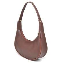 Women's Half Moon Tote Shoulder Bag Modern New Arrival - Cà phê nâu - Xem 2