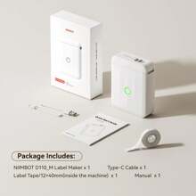 NIIMBOT D110 Upgraded Mini Label Maker Machine With Tape, Portable Bluetooth Thermal Printer, Sticker Maker Mini Label Maker With Multiple Templates For Office School Home - White - View 7