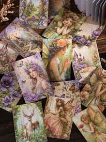 50張/包迷你貼紙，幻想小書系列，復古精緻夢幻水下哥德風主題貼紙，手帳素材，裝飾筆記本相框手機殼水杯垃圾雜誌DIY拼貼 - 彩色 - 查看 7