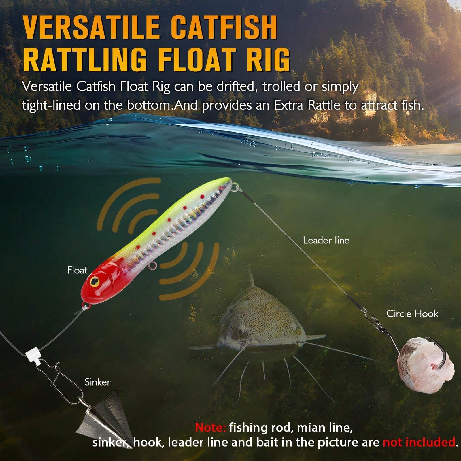 Dovesun Rattles Dovesun 6 piezas Kit de accesorios para aparejos de pesca de bagre de 3 ...