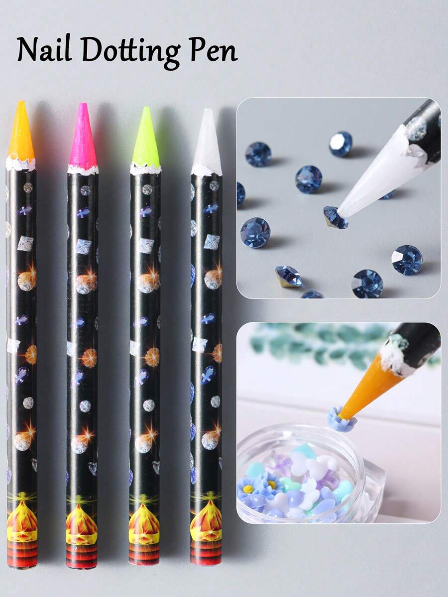 Móng Tay Nghệ Thuật Dotting Bút Sáp Bút Chì Cho Kim Cương Giả Chọn Dụng Cụ Điểm Đá Quý Khoan Bút Chì Dính Móng Tay Nghệ Thuật Trang Trí Dụng Cụ - Nhiều màu - Xem 1
