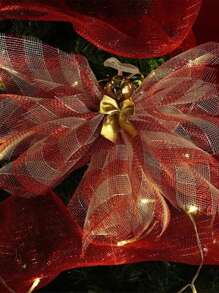 1 Roll Christmas Poly Mesh Ribbon, 10 Inch X 10 Yard Metallic Poly Mesh Ribbon Red And White Glitter Foil Mesh Ribbon Decorative Mesh Rolls For DIY Wreath Crafts Christmas Party Decoration Home Decor Christmas Decorations Room Decor Winter