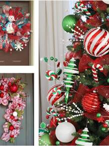 1 Roll Christmas Poly Mesh Ribbon, 10 Inch X 10 Yard Metallic Poly Mesh Ribbon Red And White Glitter Foil Mesh Ribbon Decorative Mesh Rolls For DIY Wreath Crafts Christmas Party Decoration Home Decor Christmas Decorations Room Decor Winter