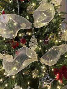 1 Roll Christmas Poly Mesh Ribbon, 10 Inch X 10 Yard Metallic Poly Mesh Ribbon Red And White Glitter Foil Mesh Ribbon Decorative Mesh Rolls For DIY Wreath Crafts Christmas Party Decoration Home Decor Christmas Decorations Room Decor Winter