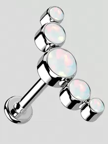1 pièce Boucle d'oreille de piercing de tragus, cartilage, hélix en acier inoxydable avec cinq zirconias et opale, bijou de piercing de lobe d'oreille et labret avec cristal