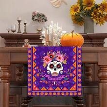 Day Of The Dead Linen Table Runner Sugar Skull Day Of The Dead Mexican Carnival Carnival Festival Decoration Mexico Holiday Party Kitchen Dining Room Home Decor Decor, Home Decor