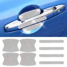 Haz Que Tu Coche Brille Con 8 Piezas De Pegatinas De Protección Contra Rasguños Del Mango De La Puerta De Coche Con Diamantes De Imitación