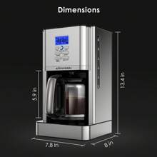 Stainless Steel 12-Cup Drip Coffee Maker, Programmable Self-Cleaning Coffee Maker, Simple To Operate And Clean