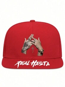 1入組嘻哈手勢印花中性街頭棒球帽，可調節的運動帽