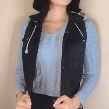 chaleco ajustado con gorro - Negro - Ver 2