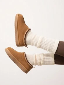 Fuzzy Cozy Women's Fashion Slippers - Genuine Suede Leather, Indoor Outdoor Fluffy Shoes For Winter Comfort, Cute And Warm With Memory Foam Suitable For Gift Chioce - 紫紅色 - 查看 4