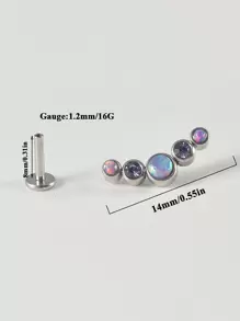 1 pièce Boucle d'oreille de piercing de tragus, cartilage, hélix en acier inoxydable avec cinq zirconias et opale, bijou de piercing de lobe d'oreille et labret avec cristal