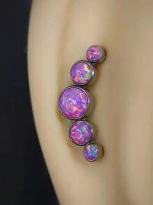1 pièce Boucle d'oreille de piercing de tragus, cartilage, hélix en acier inoxydable avec cinq zirconias et opale, bijou de piercing de lobe d'oreille et labret avec cristal