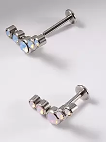 1 pièce Boucle d'oreille de piercing de tragus, cartilage, hélix en acier inoxydable avec cinq zirconias et opale, bijou de piercing de lobe d'oreille et labret avec cristal