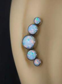 1 pièce Boucle d'oreille de piercing de tragus, cartilage, hélix en acier inoxydable avec cinq zirconias et opale, bijou de piercing de lobe d'oreille et labret avec cristal