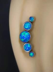 1 pièce Boucle d'oreille de piercing de tragus, cartilage, hélix en acier inoxydable avec cinq zirconias et opale, bijou de piercing de lobe d'oreille et labret avec cristal