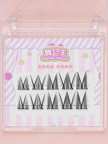 5-13MM 2 filas Sin necesidad de pegamento Pestañas postizas cruzadas para bodas, fiestas y reuniones de trabajo diarias Uso natural Cómodo para principiantes de hadas Pestañas postizas rizadas, Racimo sencillo suelto natural de hadas Racimo pequeño de diablo de comics pestañas postizas rizadas - C - Ver 3