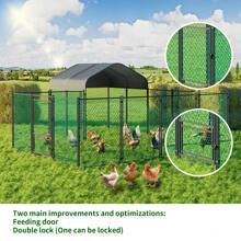 BingoPaw Large Iron Walk-In Chicken Run Coop Cage Hens Rabbit Dogs Ducks Chickens Poultry - Black - View 8