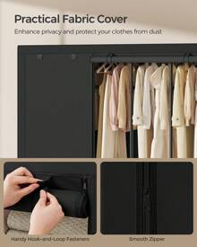 SONGMICS Wardrobe Closet, Heavy Duty Portable Closet Organization And Storage, Freestanding Clothing Rack, 25 Mm Dia. Thick Steel Tubes, Clothes Organizer With Fabric Cover, 5 Hanging Rails, 10 Shelves - 黑色 - 查看 5