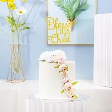 1pc  Christening Cake Decoration Supply Cake Topper For First Holy  Party  Baptisim Cake Topper - Gold - View 3