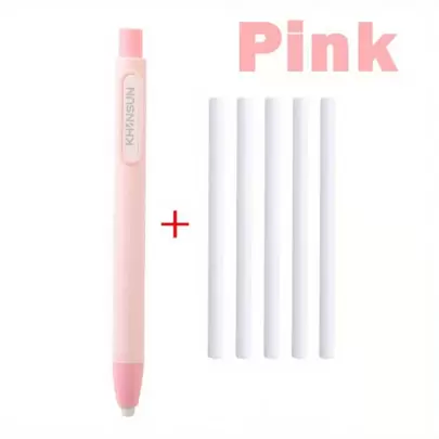 6pcs/Set Pen Shape Press Type Pencil Eraser Replaceable Core Sketching Painting Writing Erase Supplies Japanese Stationery(1 Pen Eraser+5 Eraser) Back To School