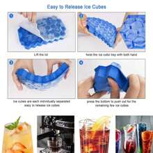 2 件冰格，适用于带盖制冰机的冰箱，37 格冰格，可轻松取出的可重复使用冰块，可放入收纳箱或冰桶，用于酒吧或冰咖啡杯 - 彩色 - 查看 10
