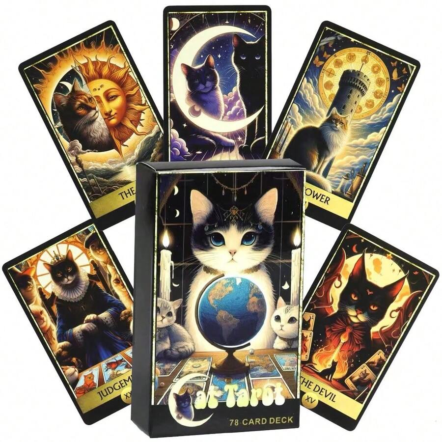 猫塔罗牌，休闲派对纸牌游戏 - 彩色 - 查看 1