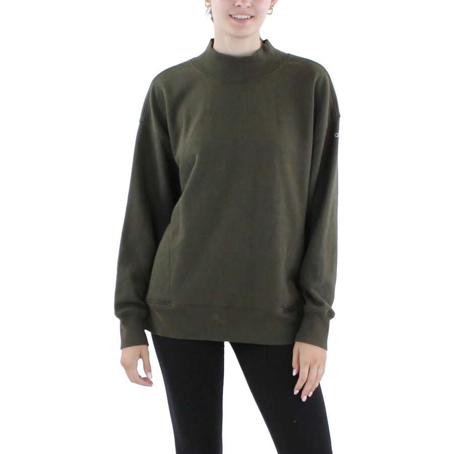 Alo Yoga Womens Fleece Fitness Sweatshirt - Green - View 1