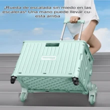 TUMEY Carrito De Compras Plegable Portátil Carrito De Supermercado Carrito Carrito De Equipaje Express Tamaño Mediano 45L - Negro - Ver 5