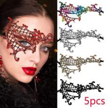 Sexy Women Guipure Lace Panel Hollow Out Fashion Costume Eye Shield For Party Skull Skeleton Halloween Valentine's Day