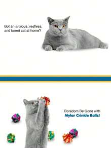 猫用皱褶球，闪亮且可缓解压力的皱褶球，适合多只猫玩耍，非常适合小猫和成年猫 2 件、4 件、6 件、8 件、情人节、猫/狗礼物