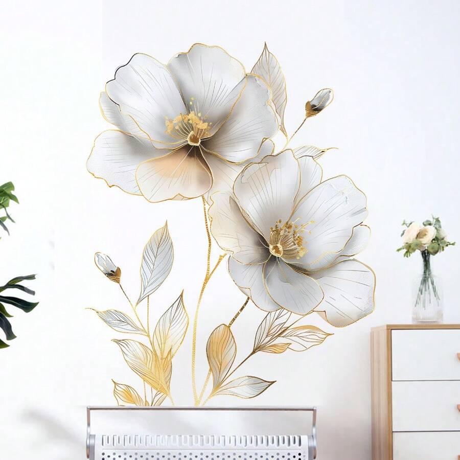 Hoa vàng sơn màu nước phòng ngủ hiên nhà đầu giường trang trí tường nhà dán tường tự dính trang trí phòng, nhãn dán, decal tường, decal vinyl để trang trí nhà, vật phẩm trang trí mùa xuân làm mới ngôi nhà của bạn, nhãn dán trang trí Rama quà tặng sinh nhật tốt nghiệp - Nhiều màu - Xem 1