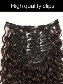 Kẹp Trong Tóc Màu Nâu Đen Tự Nhiên 18 Inch 7 Bộ Dài Xoăn Tóc Tổng Hợp Bộ Tóc Giả Dành Cho Nữ cô Gái Sử Dụng Hàng Ngày - Màu nâu tối - Xem 6