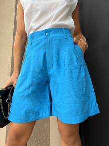 Plain Marrant Shorts - 寶藍色 - 查看 1