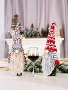 1pc Faceless Goblin Christmas Wine Bottle Cover Without Arms- Adorable Festive Wine Bottle Decoration - Multicolor-without Arms - View 1