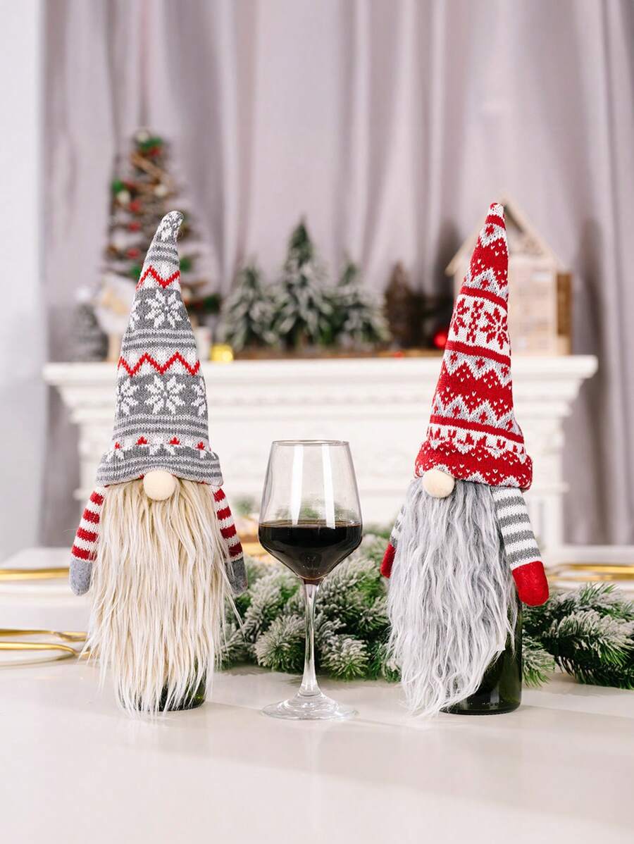 1pc Faceless Goblin Christmas Wine Bottle Cover Without Arms- Adorable Festive Wine Bottle Decoration - Multicolor-without Arms - View 1