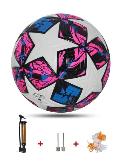 Linxport 1 st storlek 5/4 standard inomhus utomhus match träning boll gåva Uppblåsbar PU läder rosa fotboll inklusive luftpump/nål/nättillbehör (för icke-uppblåsbar leverans)